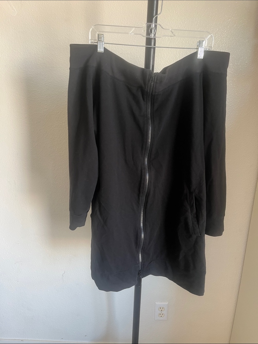 New York & Company Black Off-Shoulder Zip-Front Jacket